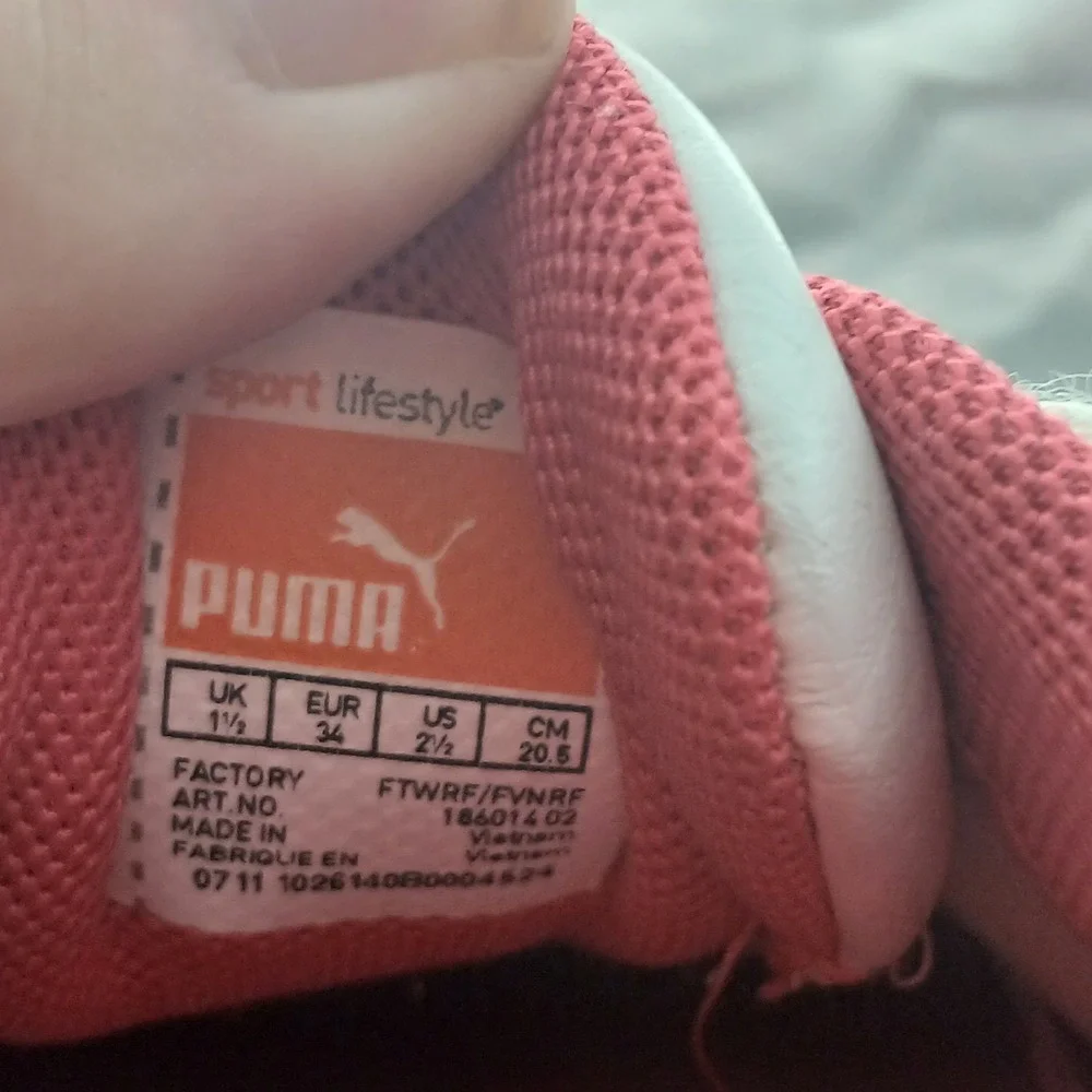 Puma Turin‎ Sport Lifestyle Shoes Sneakers White Pink Silver Girls US 2.5